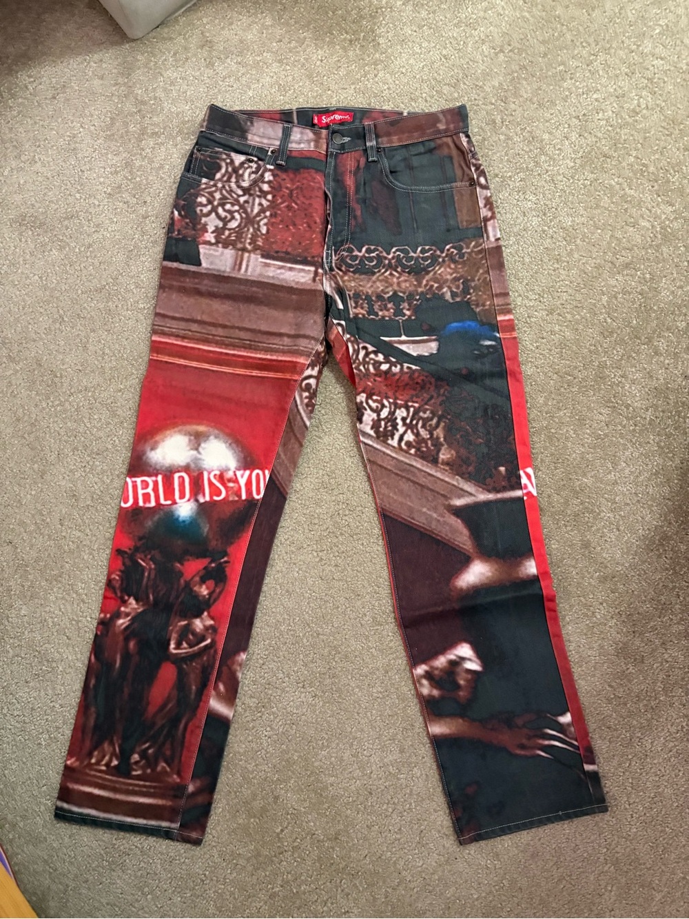 Supreme Scarface Print Straight-Leg Jeans